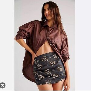 Free people Embroidered Floral Miniskirt In Black